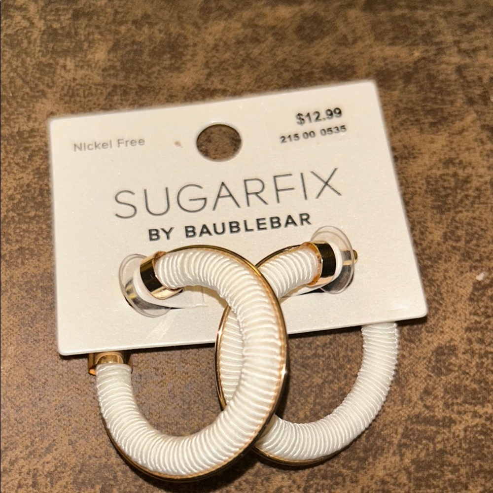 Nwt Sugarfix by Bublebar Gold and White Spiral Design Earrings